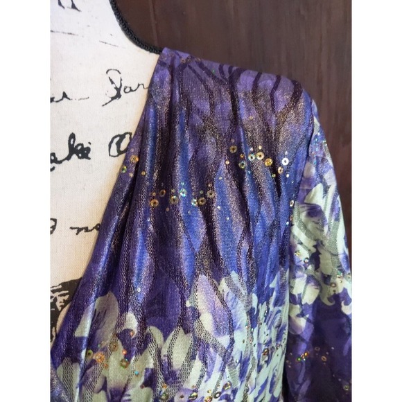 NWT Differentes Purple Flounce Mother bride groom sequin Maxi Dress Sz 12 Large - Picture 4 of 10